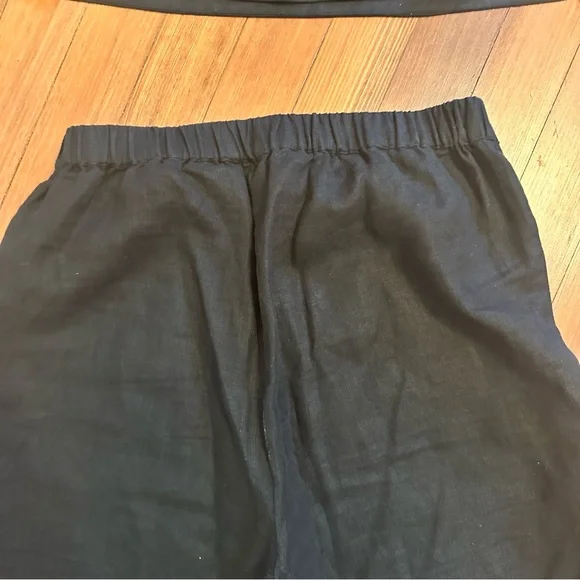 Posse Tia tailored linen flared pants black medium elastic back waist - Picture 9 of 11